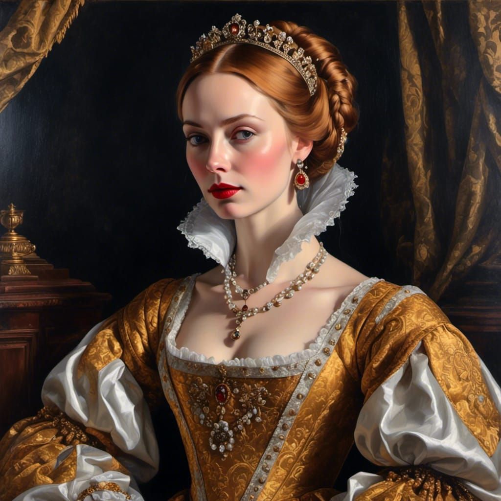 Katherine Parr Portrait in Holbein Style