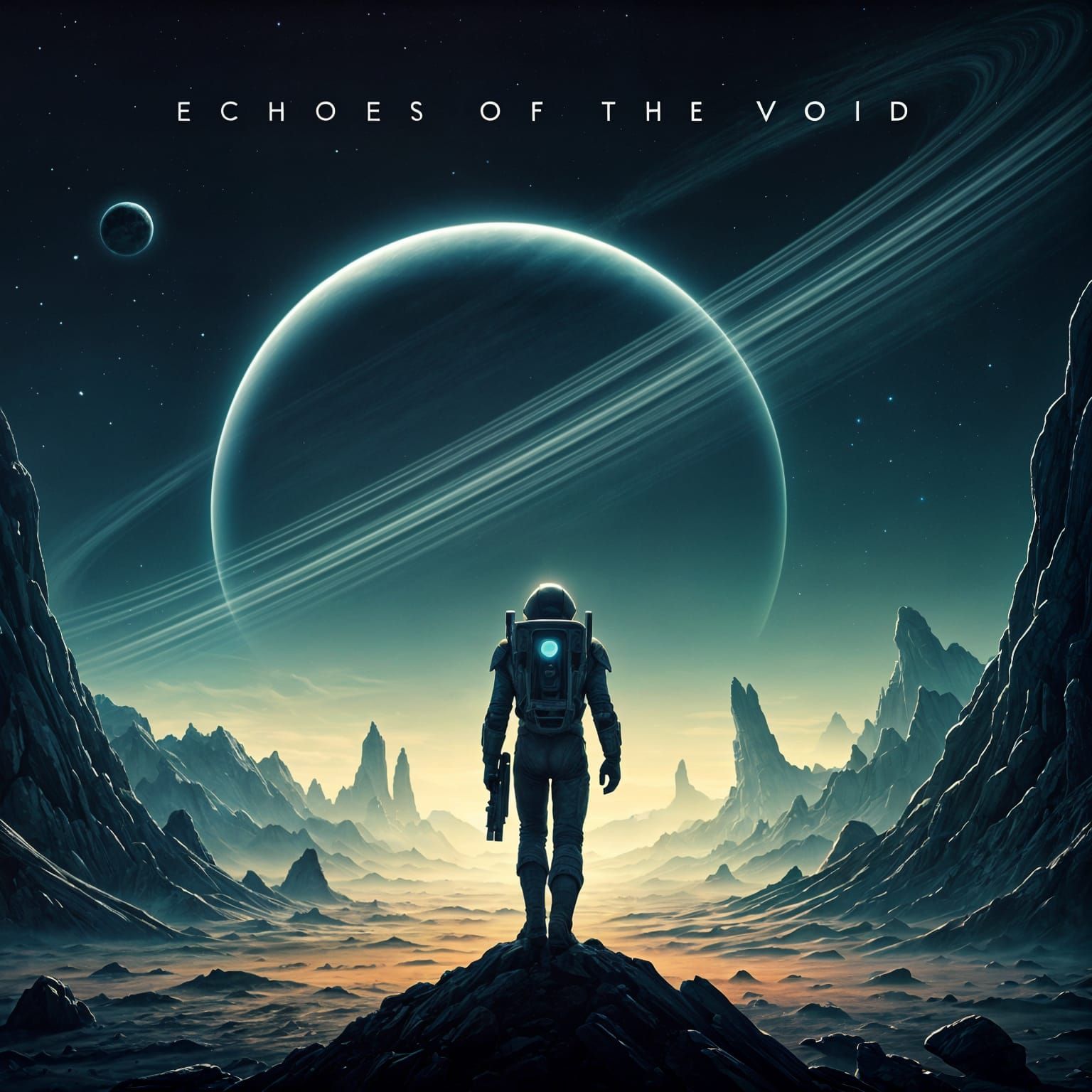 Astronaut on Alien Planet Gazing at Gas Giant