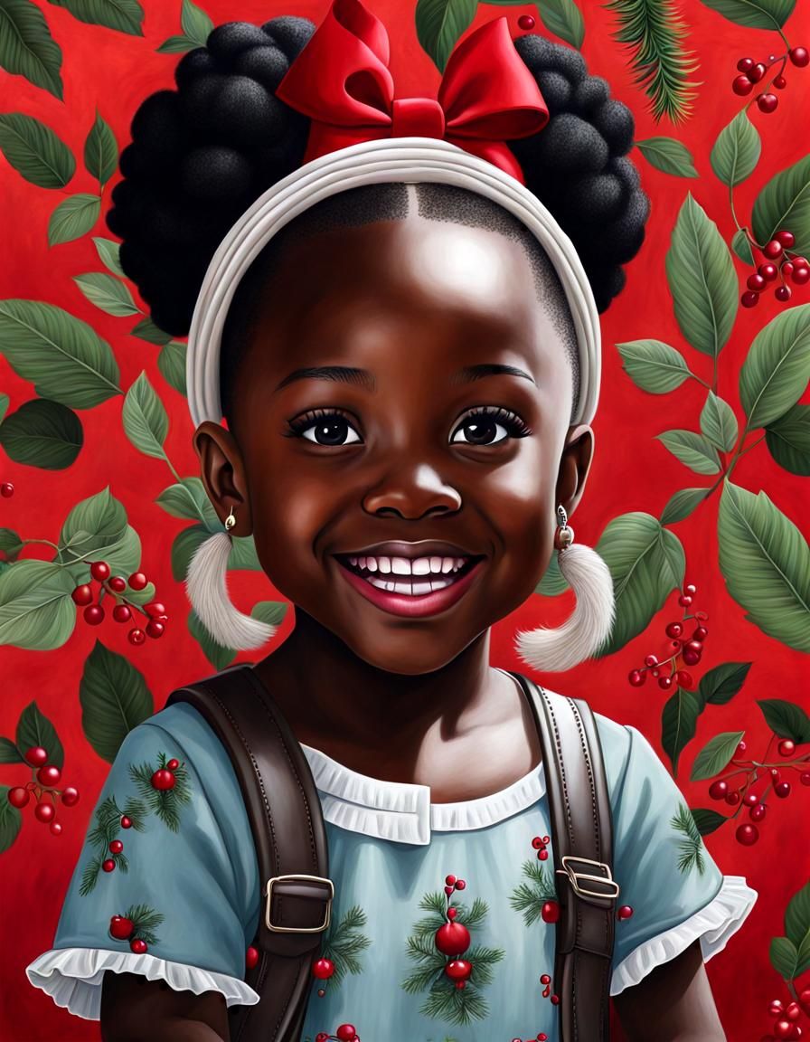 Melanin Toddler Smiling, in a Surrealist Style