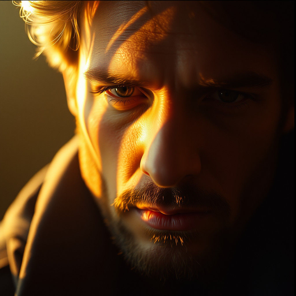Dramatic Golden Light Portrait of a Man