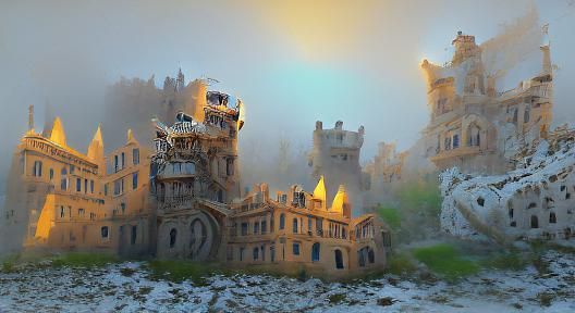 Steampunk Haunted Castle Concept Art in Hyperrealism