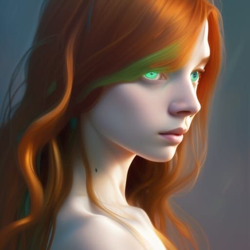 Girl with Shinning Green Eyes