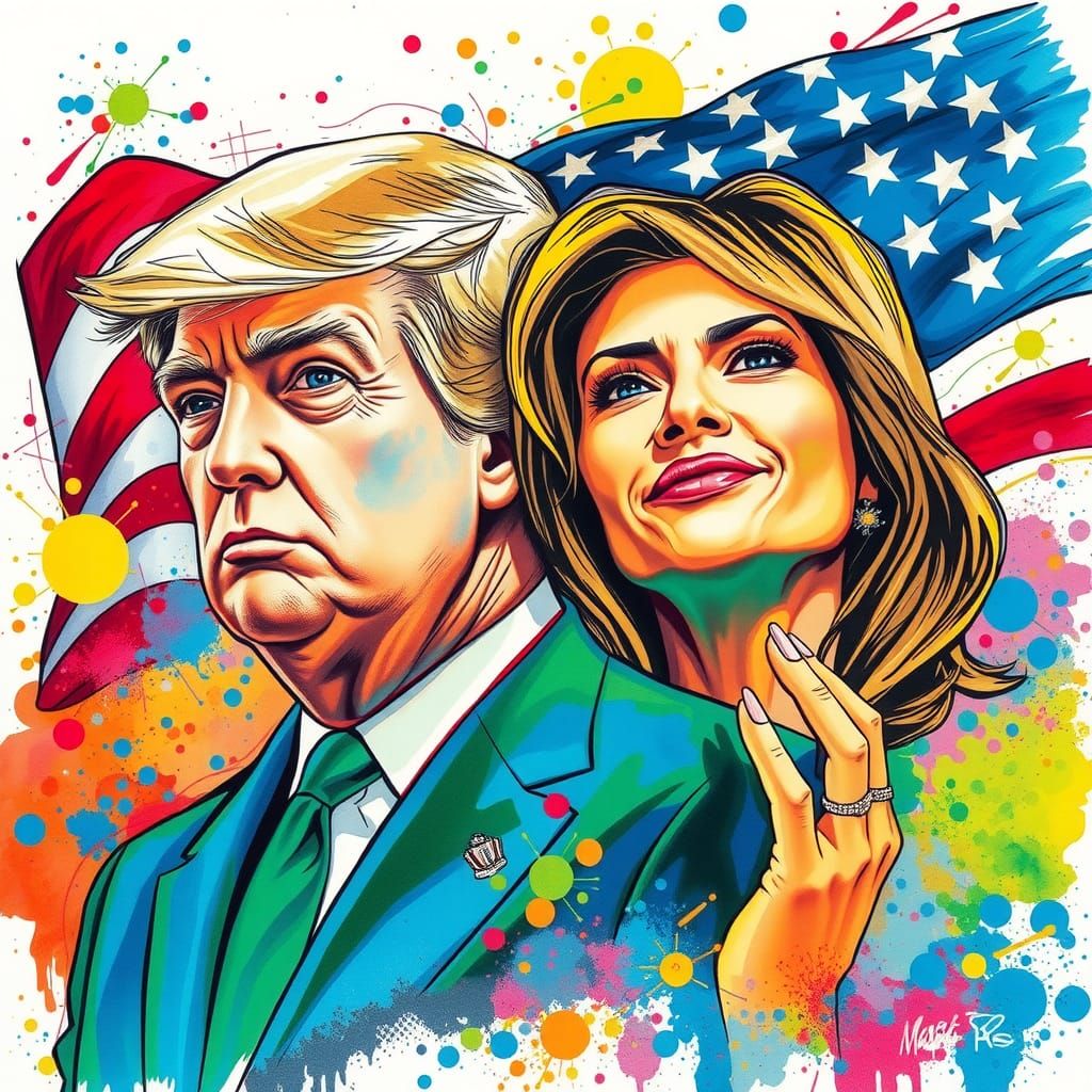 Donald and Melania in Urban Street Art Style