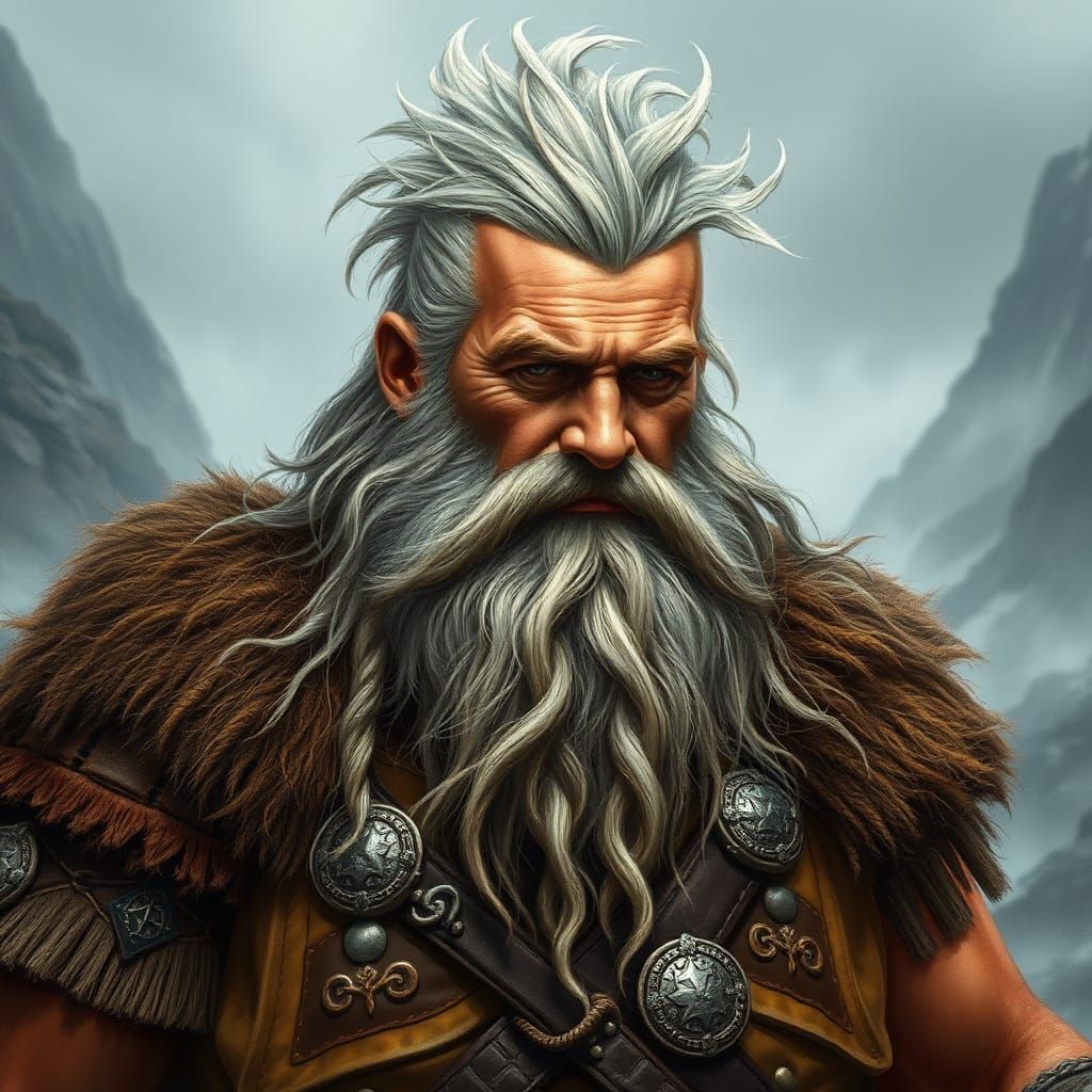 Viking Warrior in Nordic Landscape, Fantasy Art