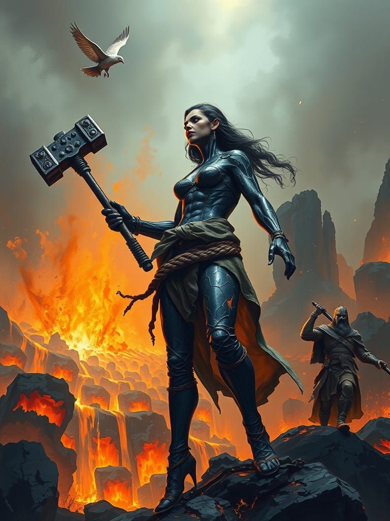 Obsidian Warrior Queen of the Scorched Battlefield