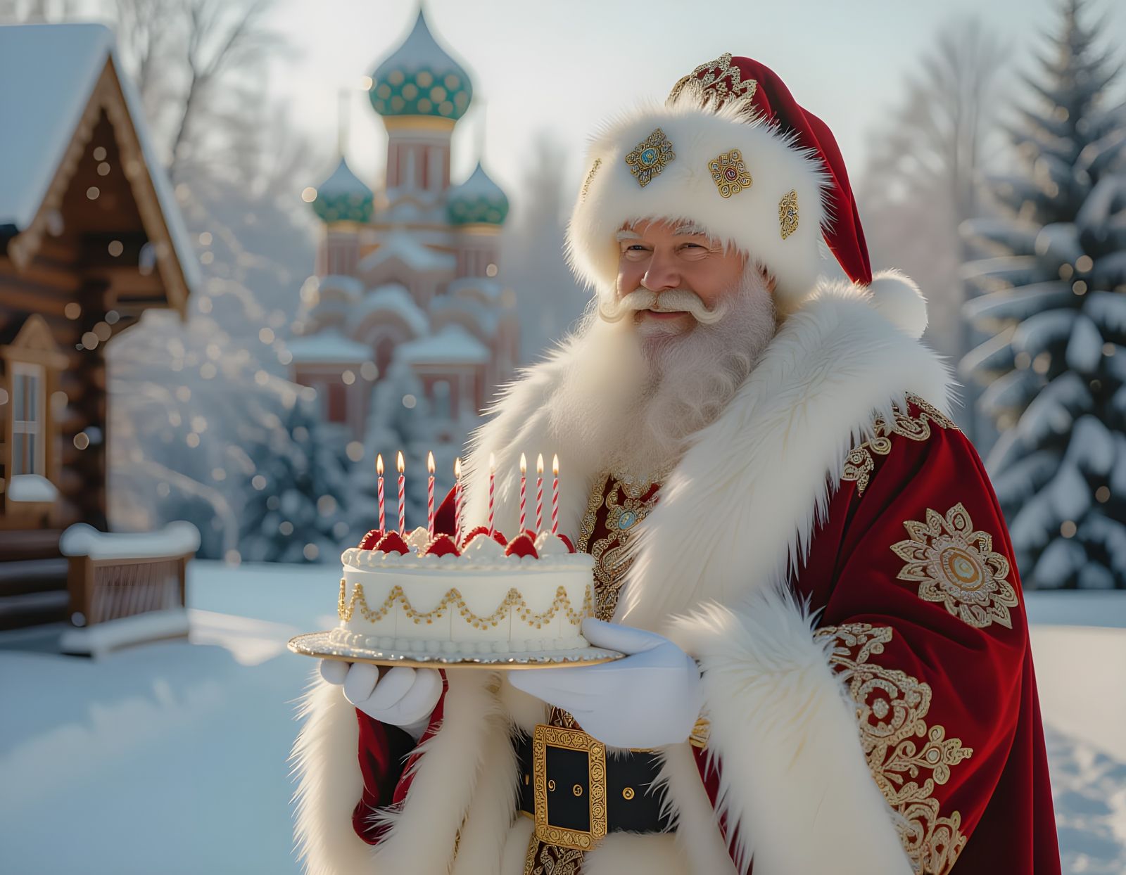 Santa Claus Celebrates Birthday in Russian Folk Style
