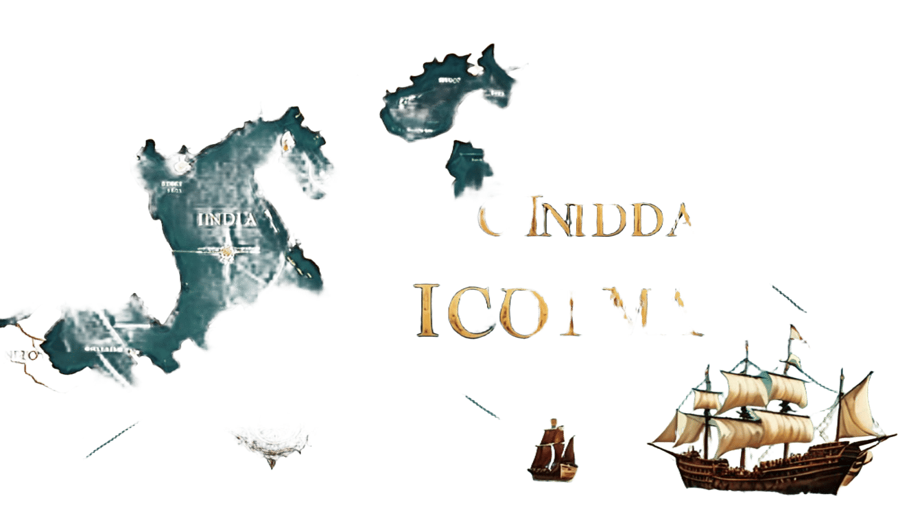 Vasco da Gama Portrait on Stylized India Map