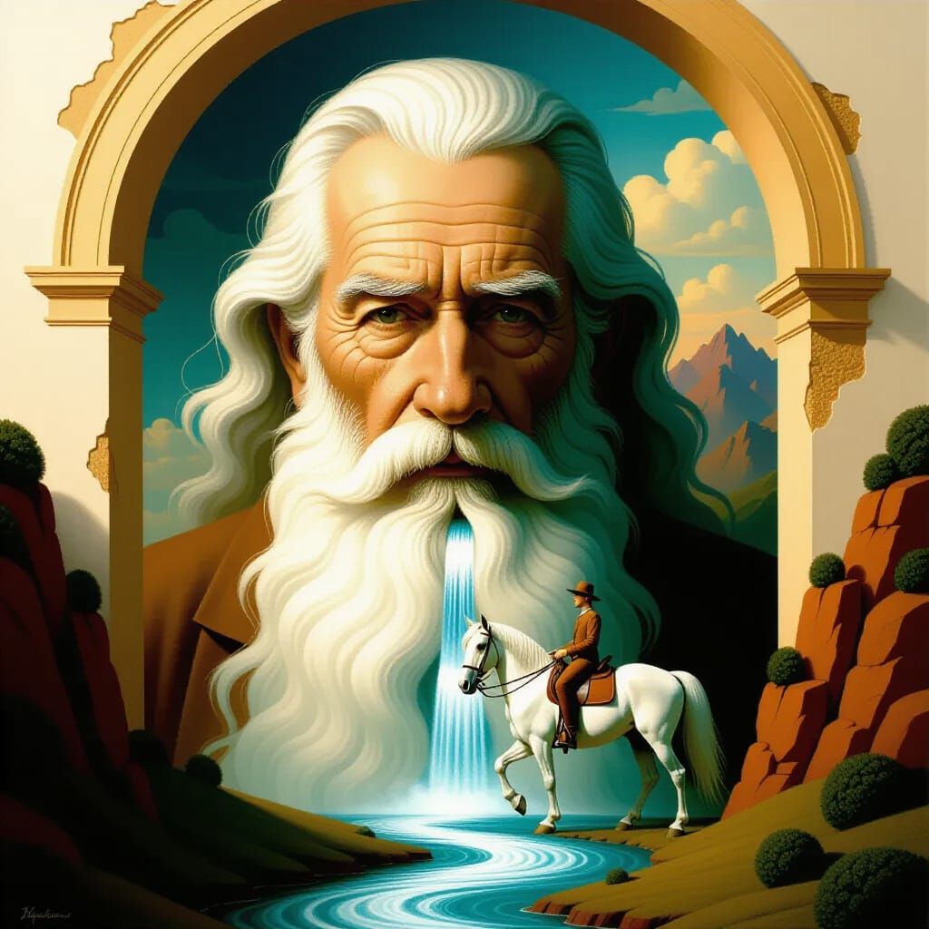 Surrealist Optical Illusion: Man and Landscape