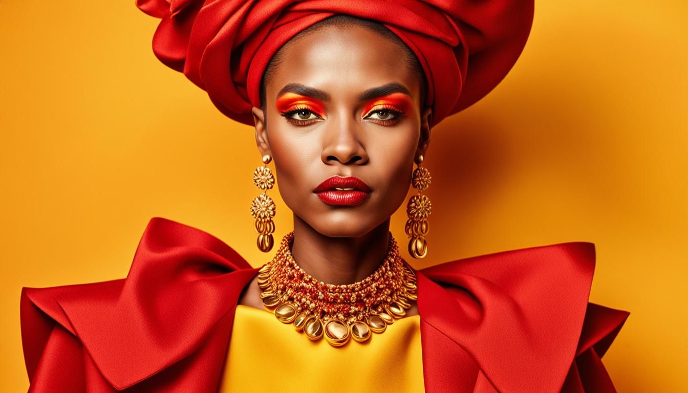 Striking Woman in Red Outfit, Fashion Illustration