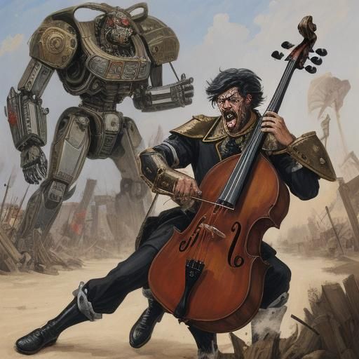 Surreal Mecha Battle in Expressionist Style