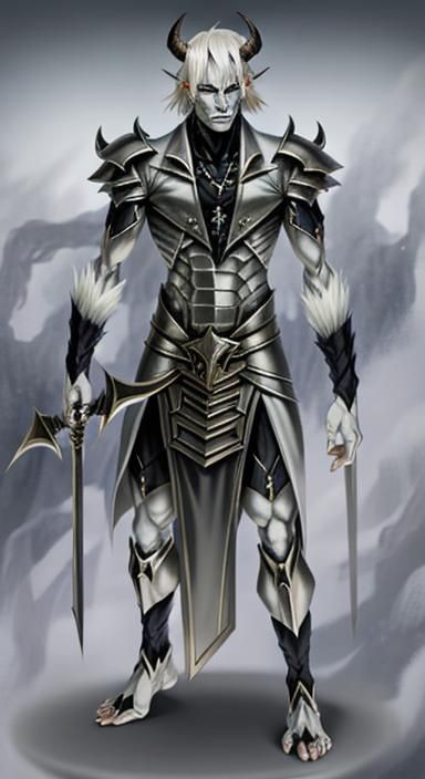 Icy Demon with Platinum Hair and Horns
