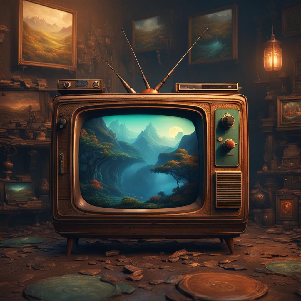 Old 90s TV Splash Screen: Detailed Matte Painting