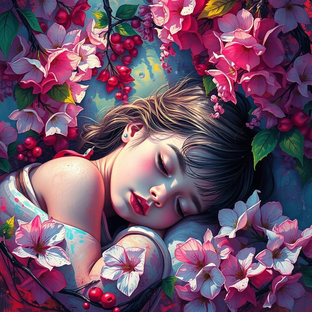 Surreal Christmas Dreamscape with Wisteria in Graffiti Art