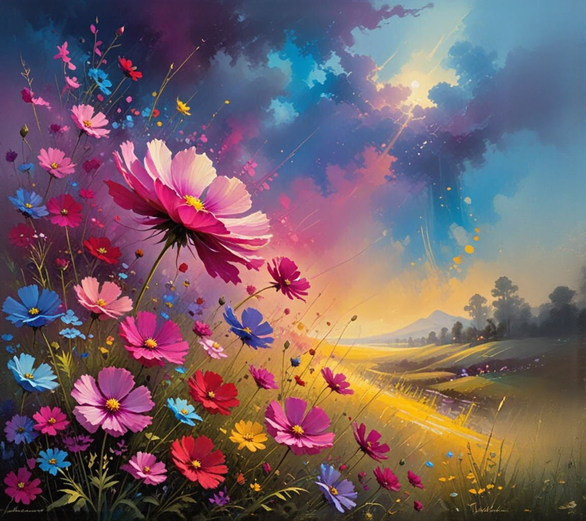 Vibrant Cosmos Blooms in Australian Landscape