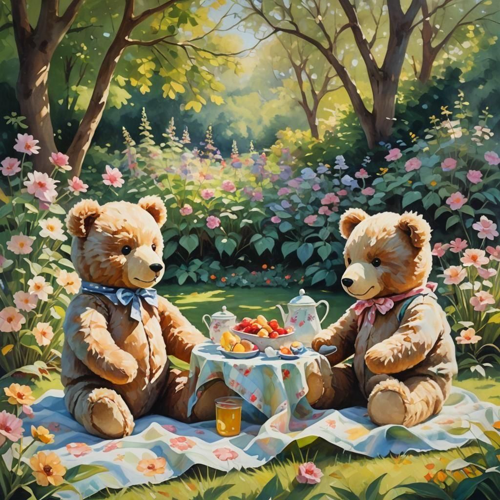 Teddy Bears' Picnic in an English Garden