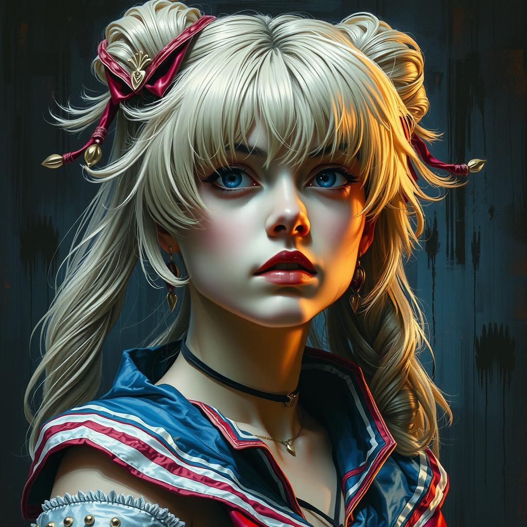 Sailor Moon Portrait in Trompe-l'œil Style