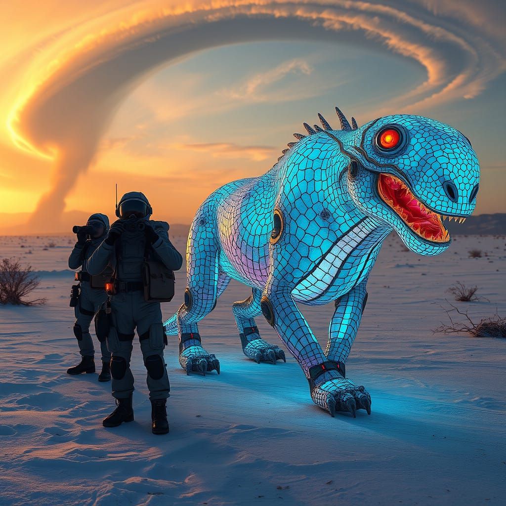 Mystical Safari in a Futuristic Wasteland Landscape