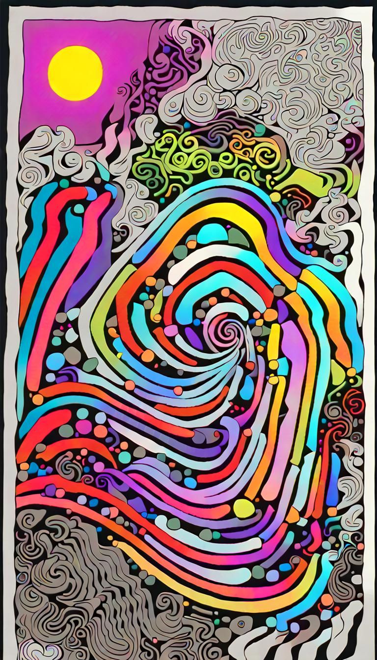 Neon 3D Zentangle Maze: Mind's Journey