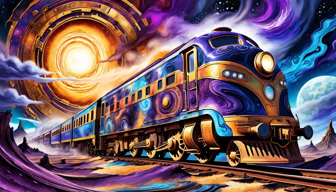 Alien Archaeologist Unearths Ancient Train: Sci-Fi Art