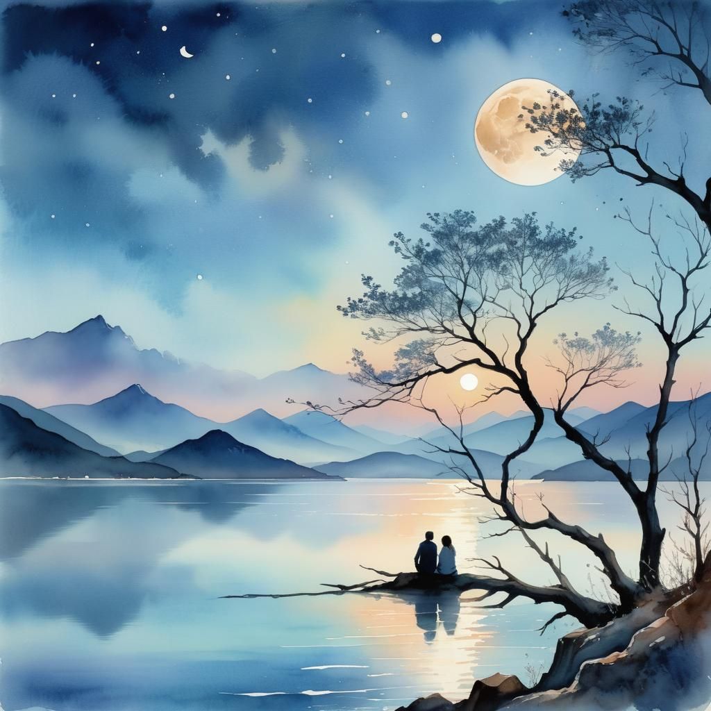 Fantasy Landscape with Moonlit Ocean View