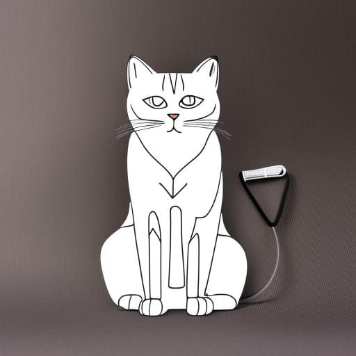 Continuous Line Art of a Standing Cat