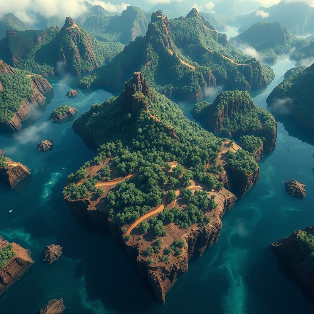 Chocolate Continents Floating in Vodka Ocean, Digital Art