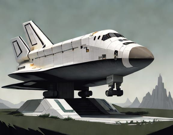 Retrofuturism Space Shuttle Model in a Garden