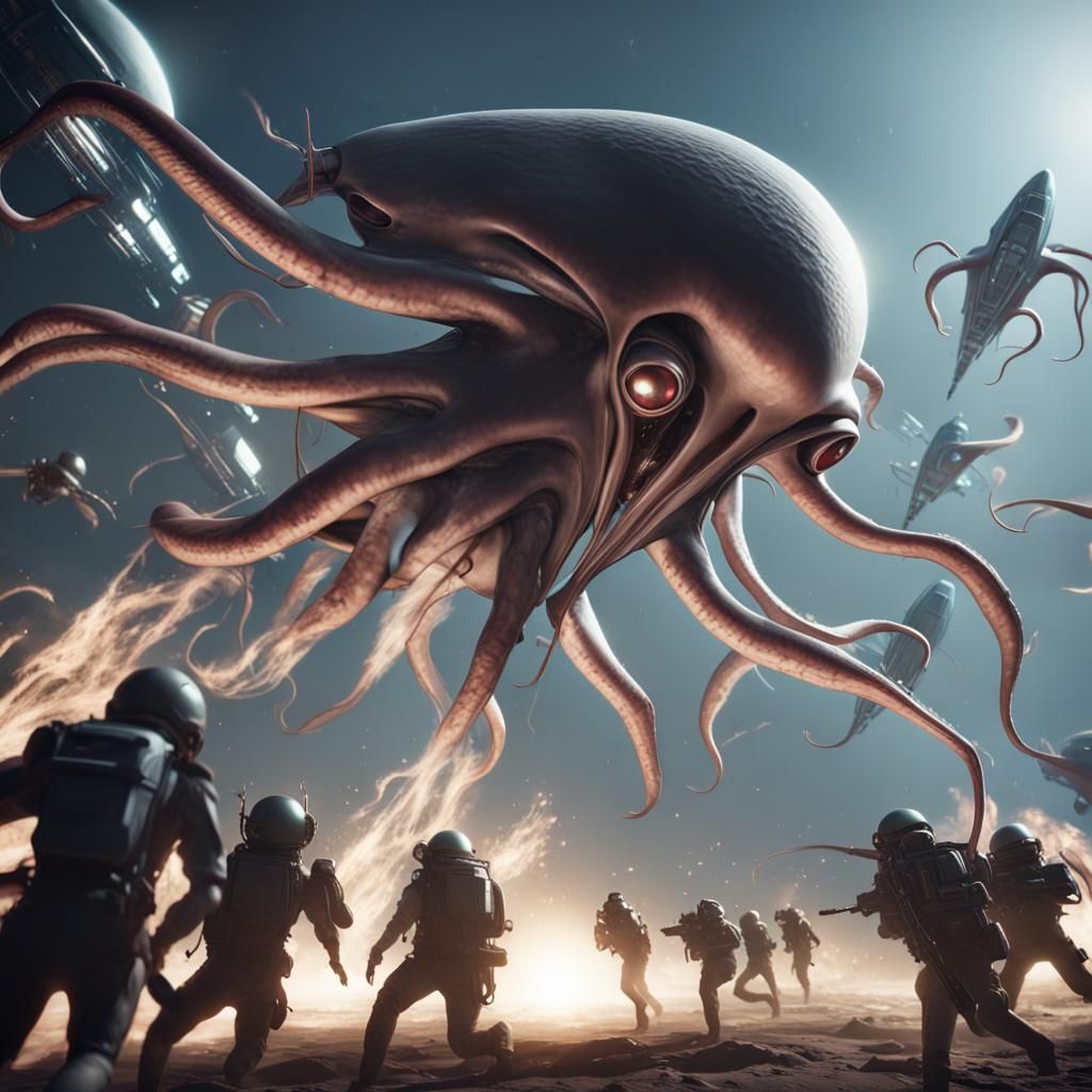 Alien Squid vs Army in Epic 3D Battle