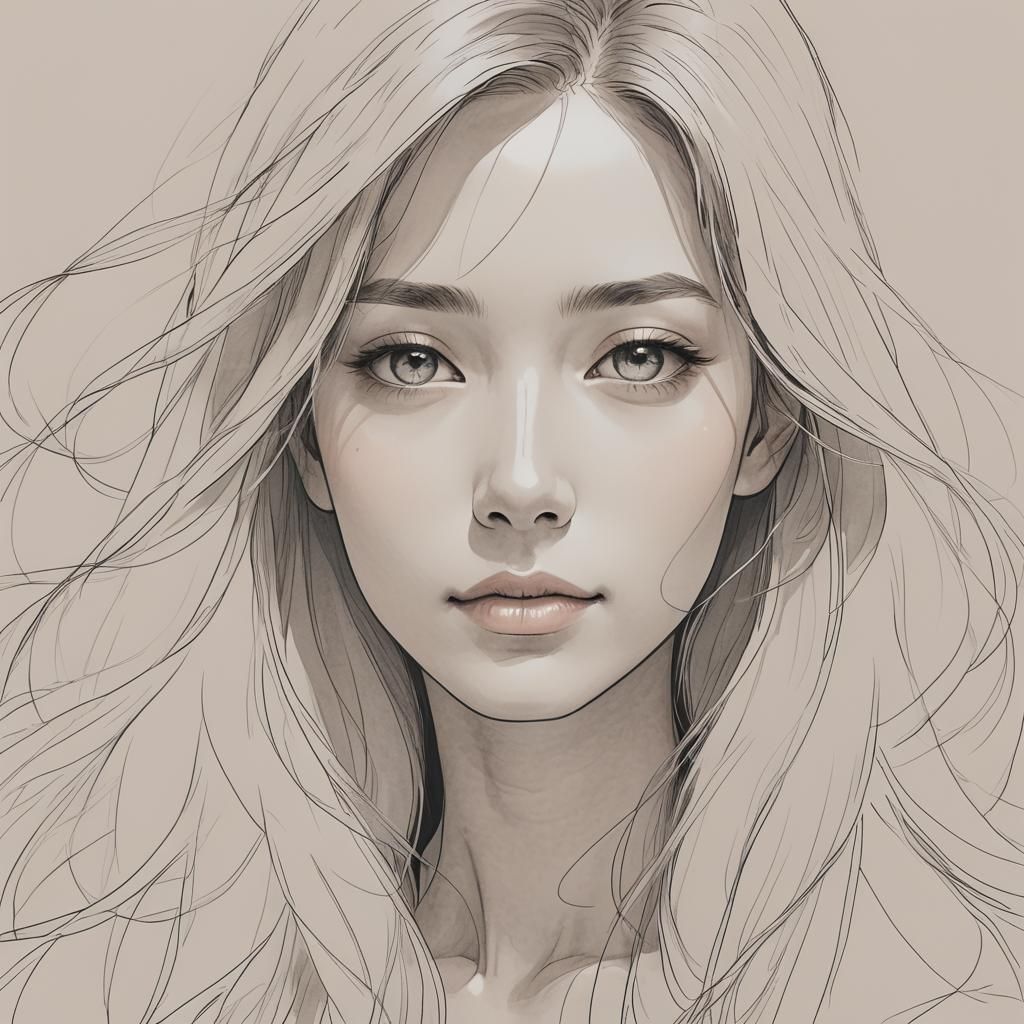 Elegant One-Line Portrait of Woman with Long Hair