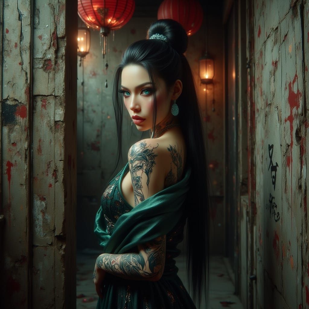 Enchantress in Surreal Expressionistic Setting