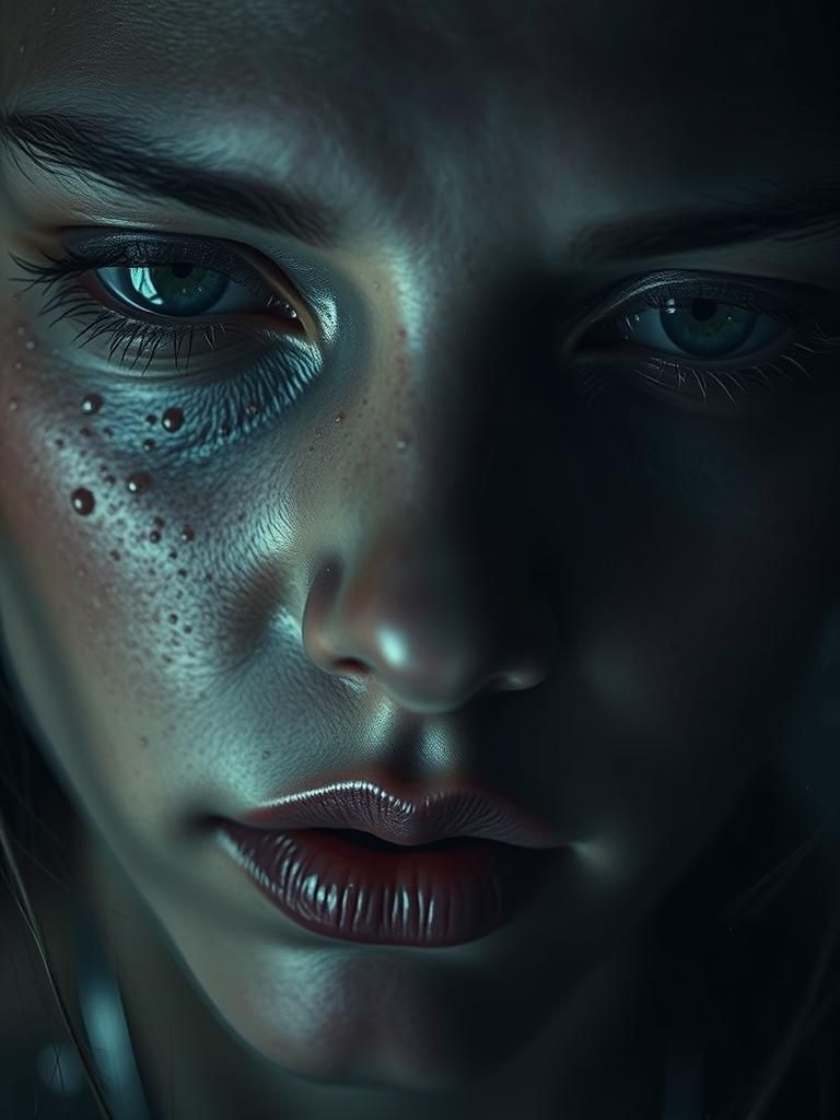 Biomechanical Human Face with Intricate Details