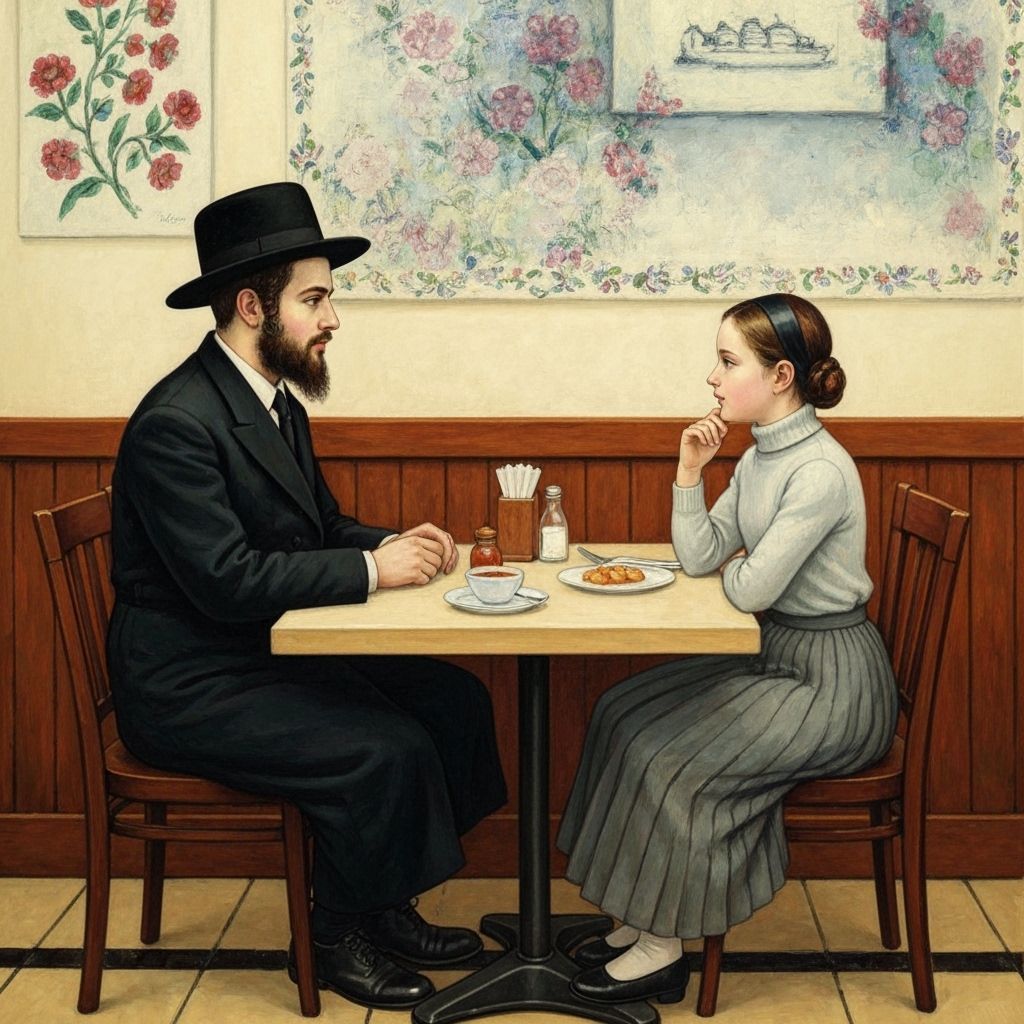 Orthodox Couple in Restaurant, Chagall-Vermeer Style