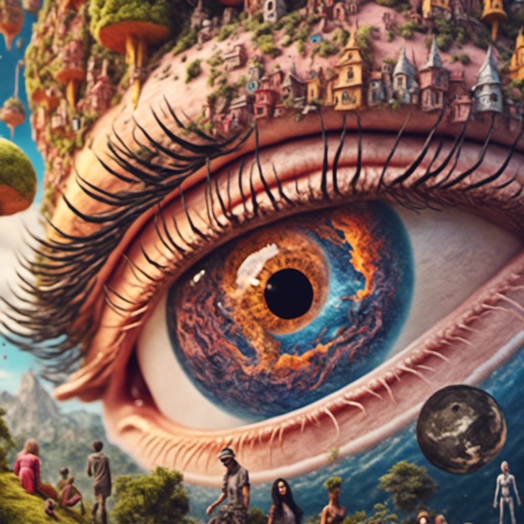 Surreal Eye with Planet Center: Digital Art