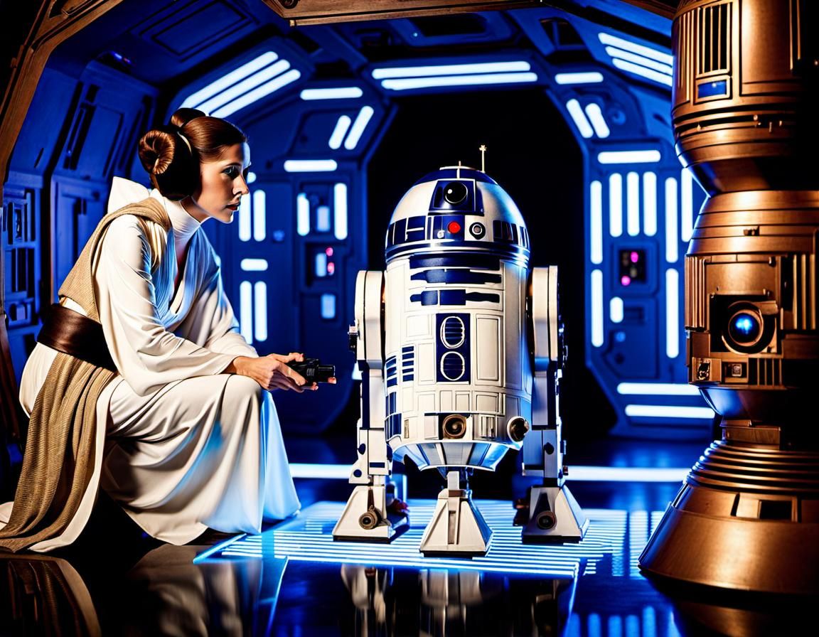 R2-D2 Hologram Projection of Princess Leia