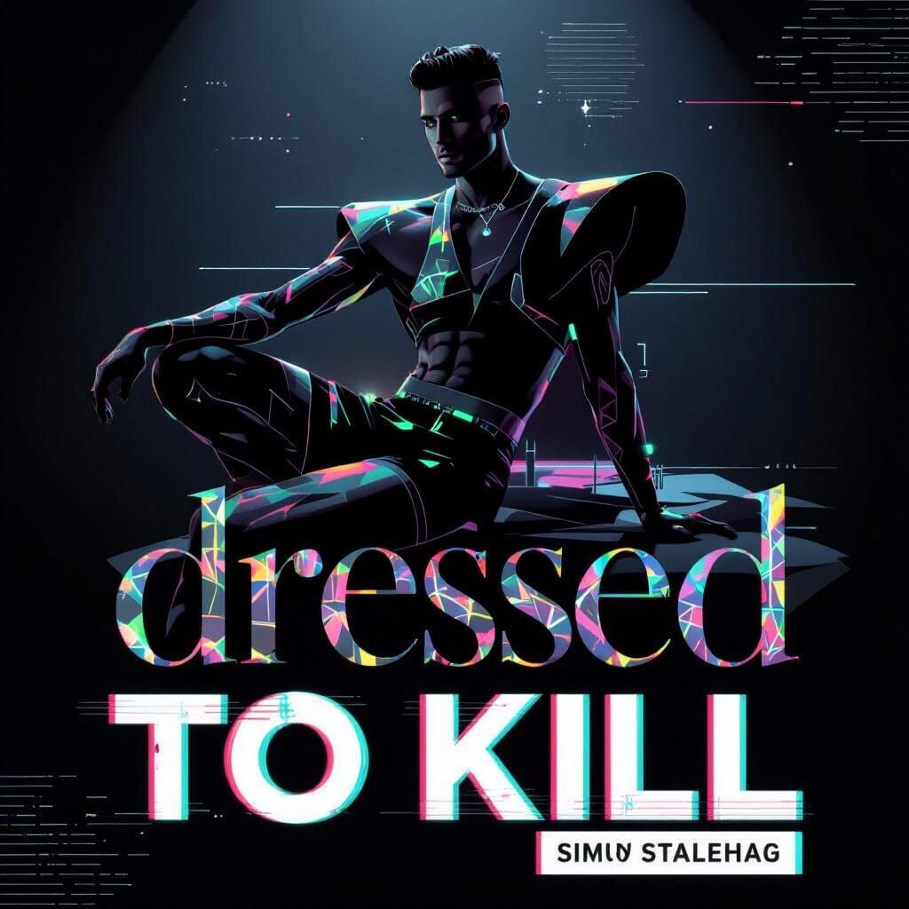 Confident Androgynous Figure in Cyberpunk Digital Illustrati...