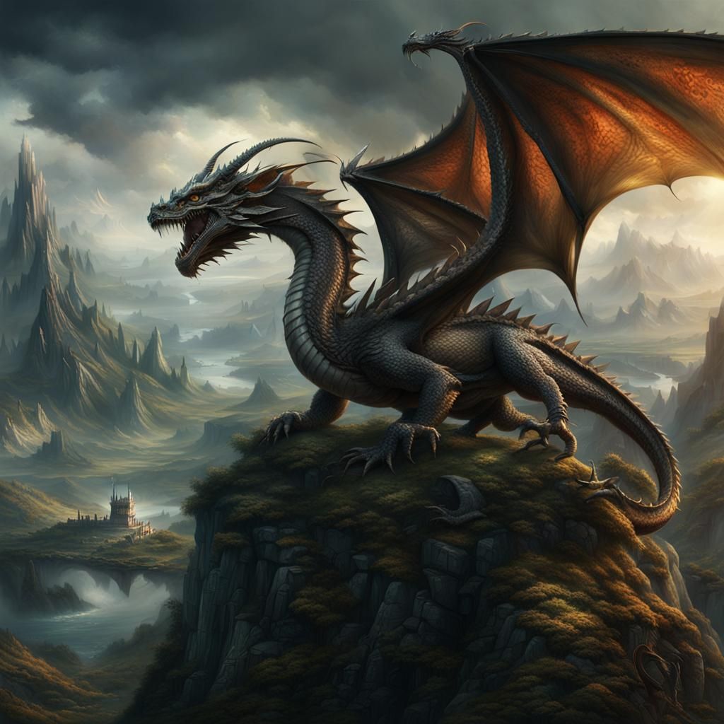 Epic Dragon in Dramatic Digital Matte Painting