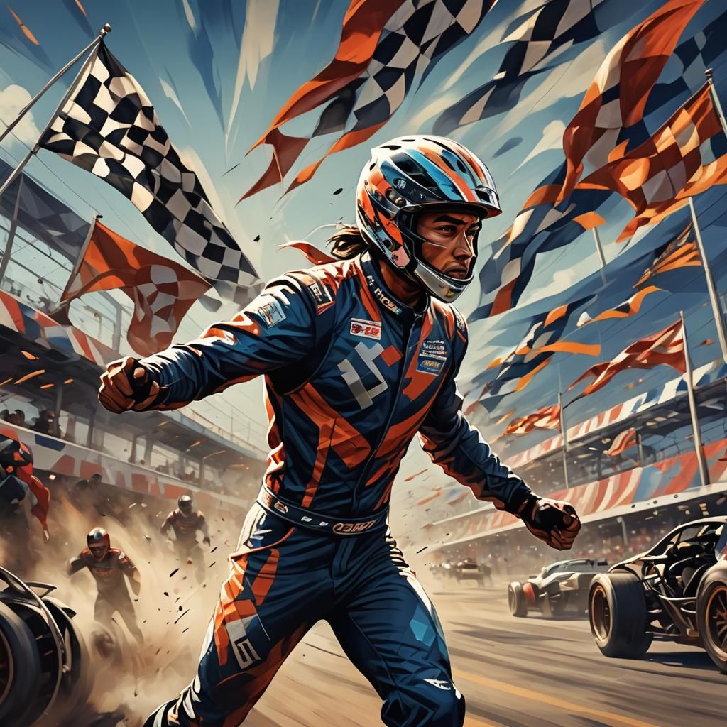 Dynamic Athlete Victory in Fantasy Concept Art