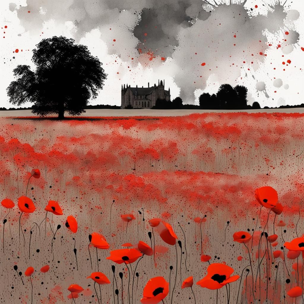Ink Splattered Poppies in Flanders Fields