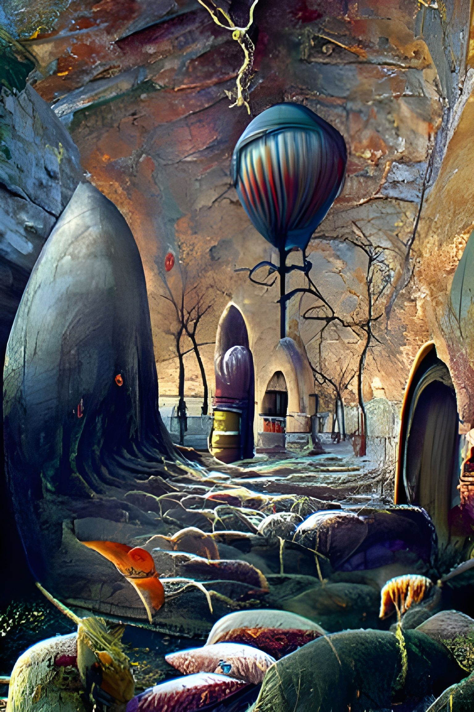 Iridescent Neurons Spark in a Hyperrealistic Cavern