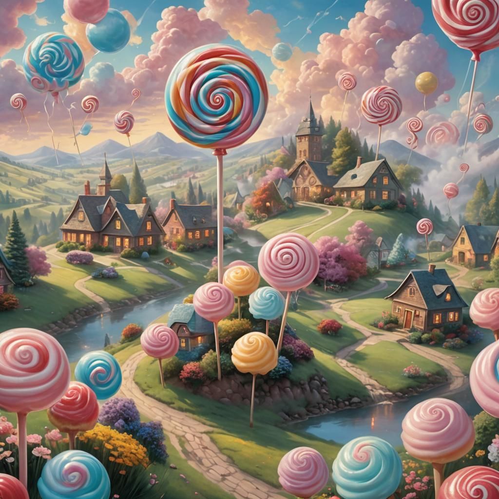 /imagine prompt: a whimsical scene featuring giant food in an unexpected location -- hyperrealistic -- vibrant colors --...