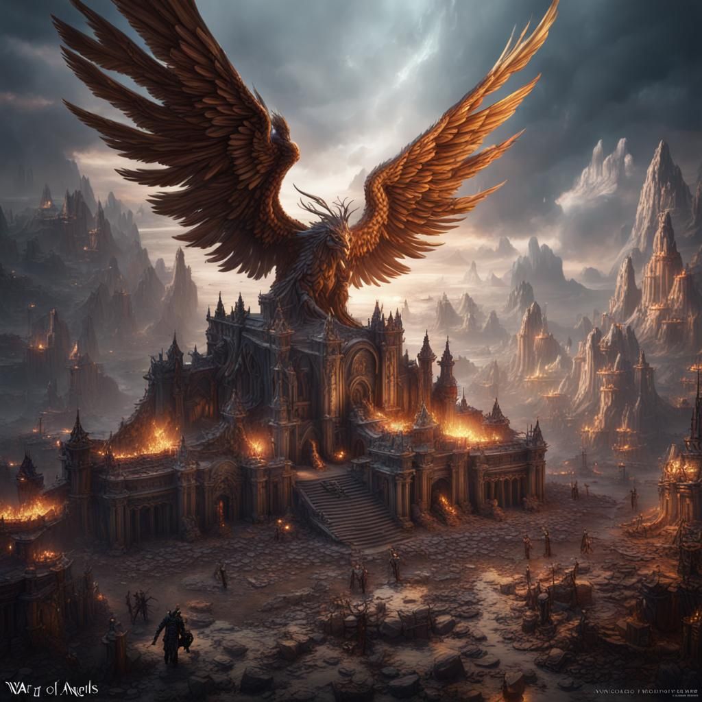 Epic War of Angels in Detailed Matte Painting