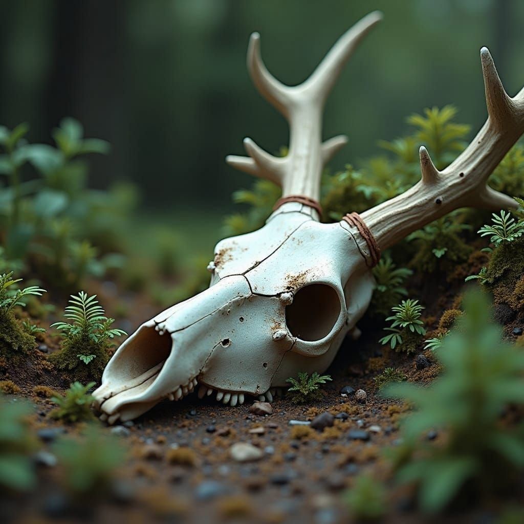 Deer Skull Matte Painting with Intricate Detail