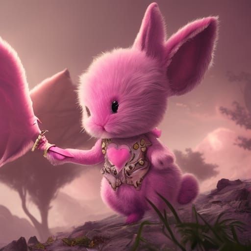 Pink Bunny Heart Fantasy Concept Art