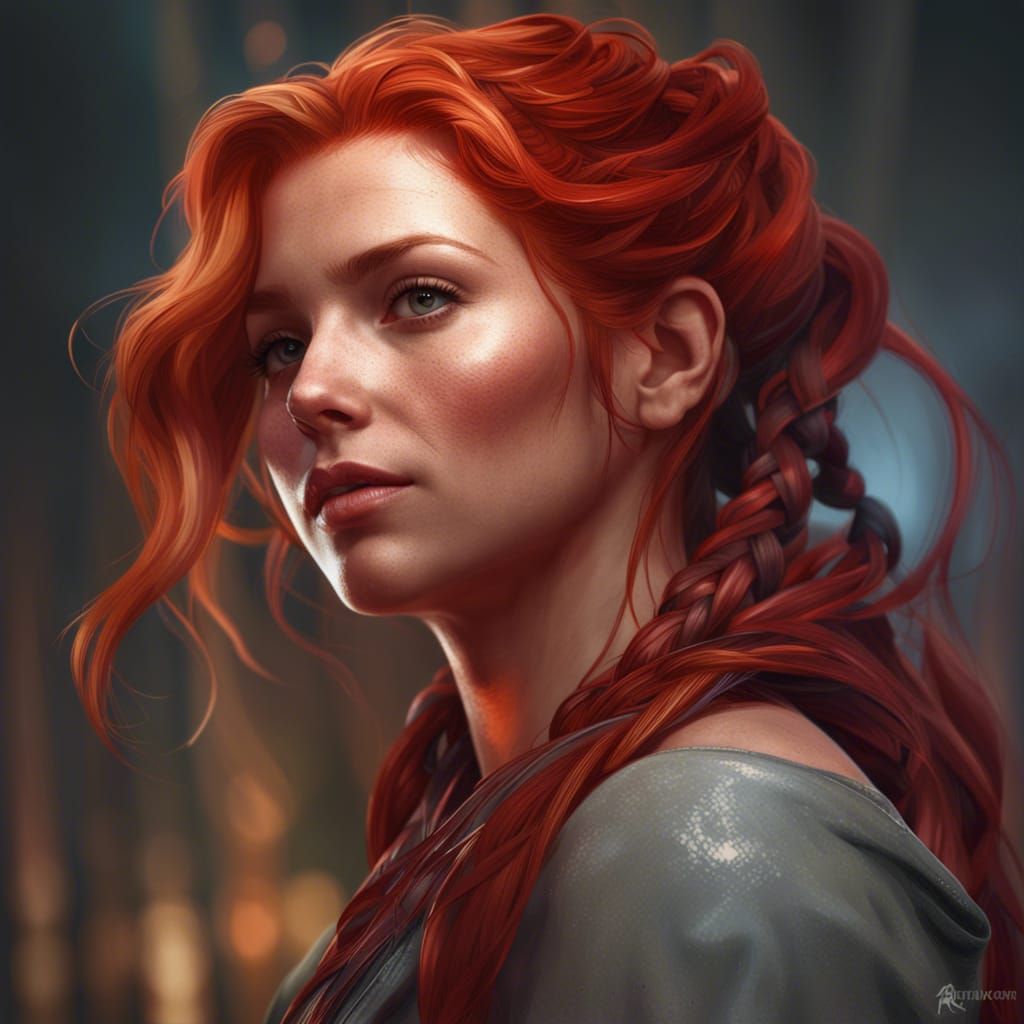 Redhead Portrait in Art Nouveau Style