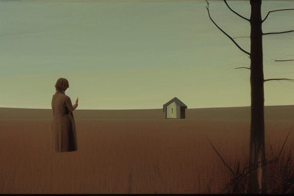 "Christina's World", by Wyeth, but in a post apocalyptic lan...