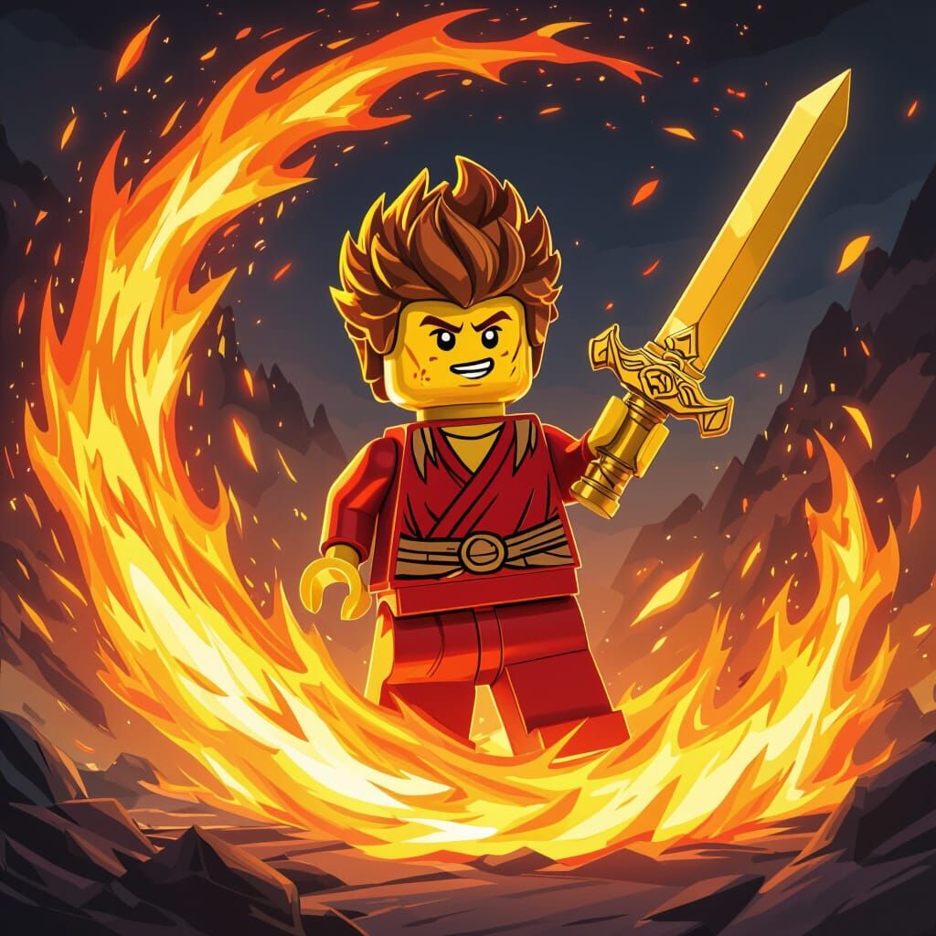 Kai Lego Minifigure in Fire Tornado