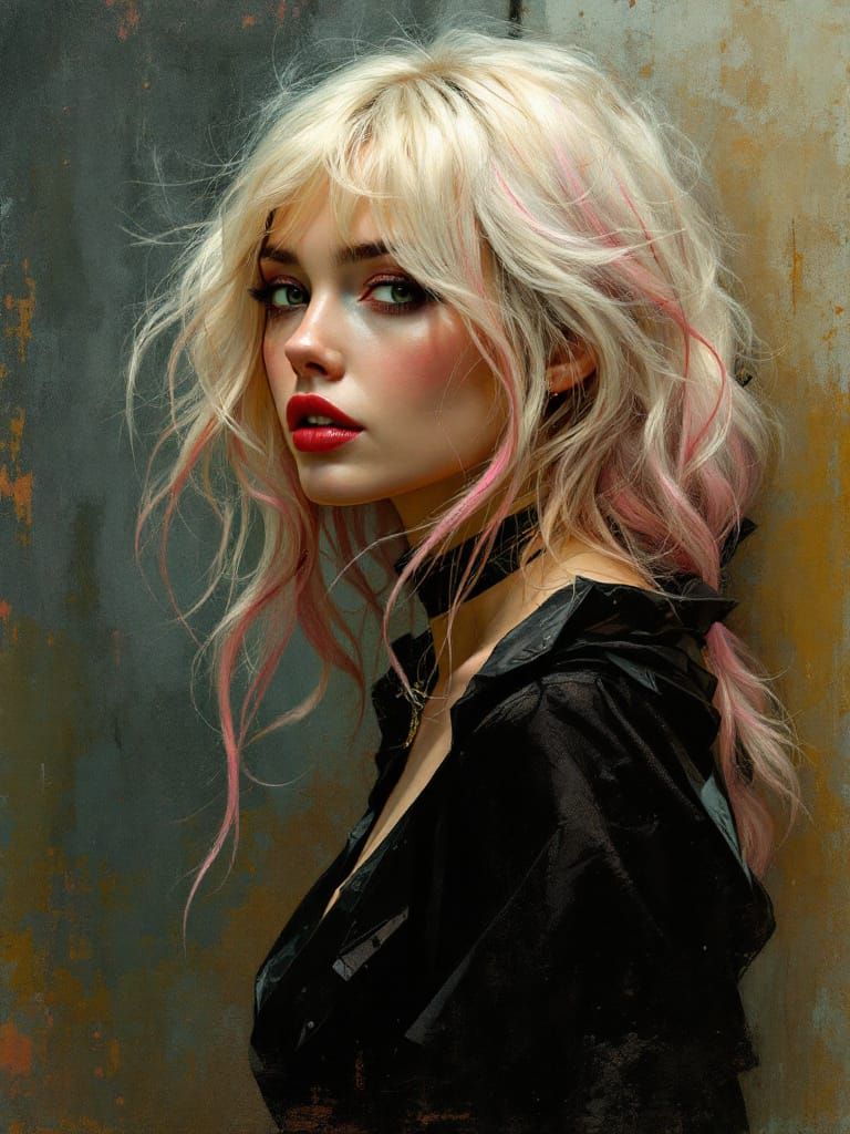 Pin Up Woman in Future Neon Style