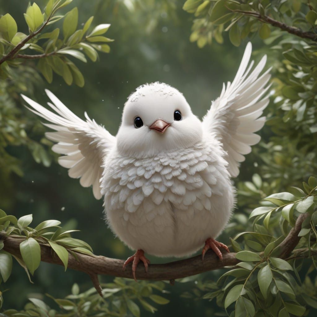 Chubby Baby Dove in Hyperrealistic CGI Style