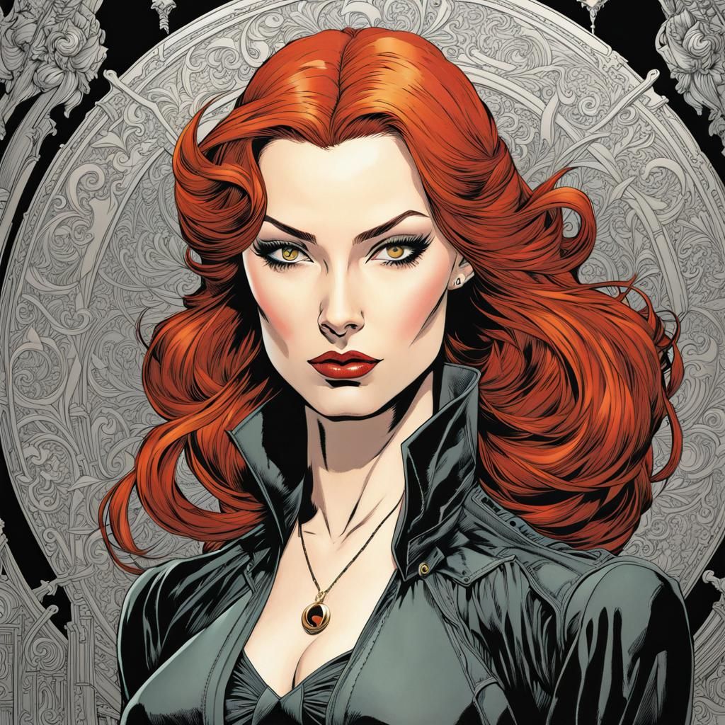Jean Grey Comic Noir Expressionism Portrait