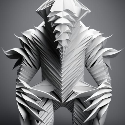 Cthulhu as Origami Papercraft in Martinakis Style